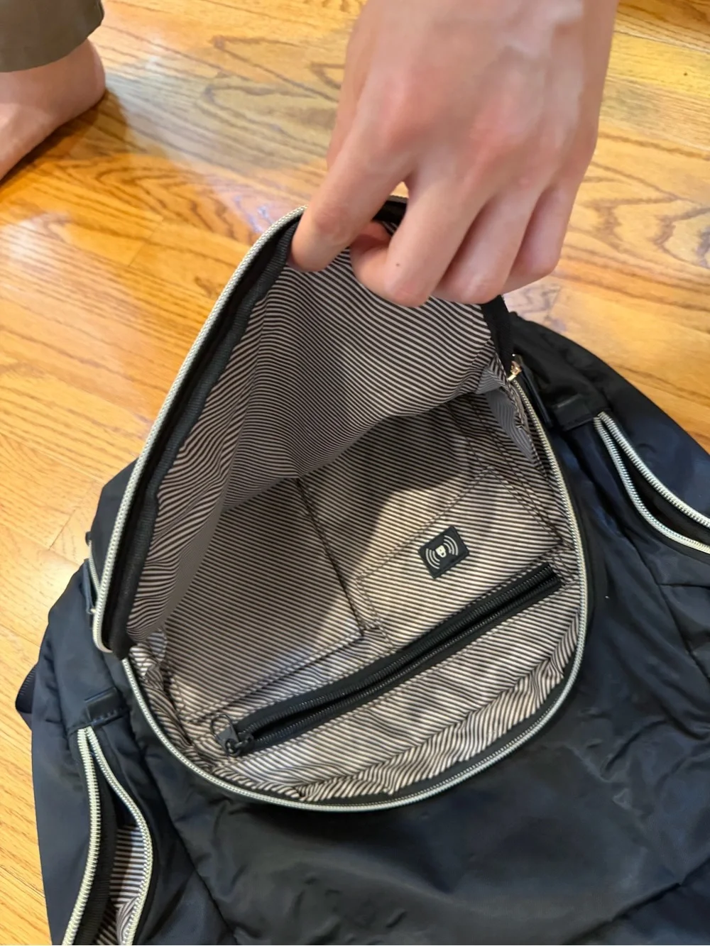 Kenneth Cole Reaction Black Backpack with Light Gray Trim